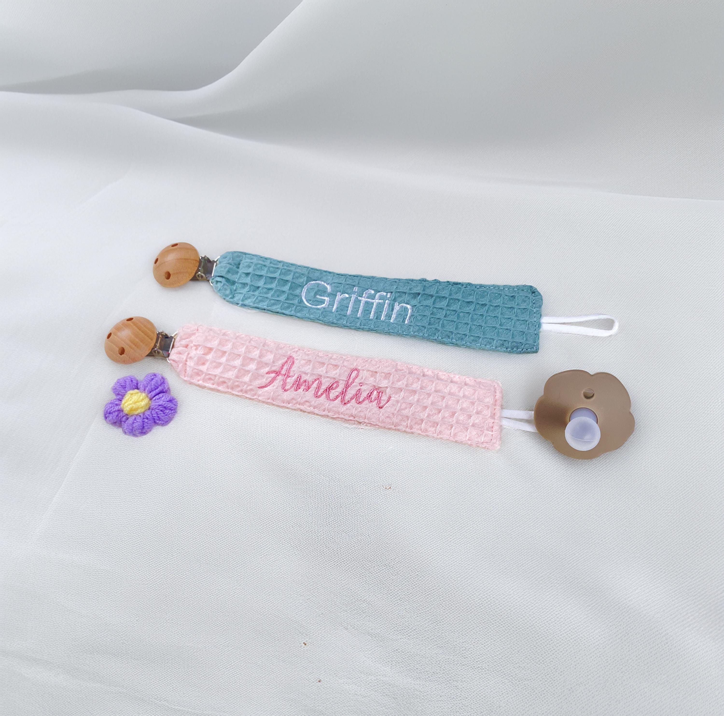 Personalized Pacifier Clip - Boho Style With Embroidered Name - Unique ...