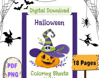 Printable Halloween Coloring Pages for Kids - 18 Sheets with Color By Number