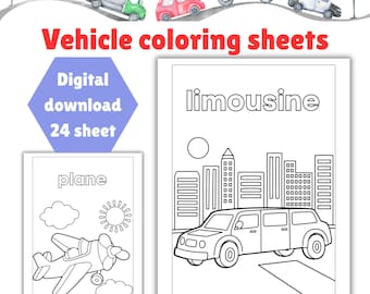 Vehicle Coloring Pages: Cars, Trucks, Planes (PDF Printable)
