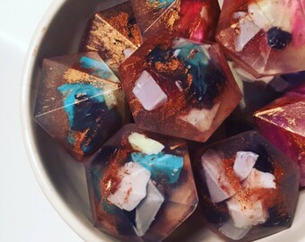 Gem Soaps-SET OF 6-Peppermint Essential Oil-Handmade Soap, Peppermint Soap, Glycerin Soap, Rock Soap