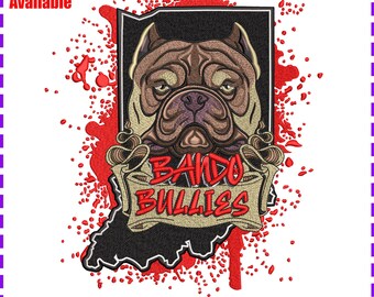 Bando Bullies Embroidery Design | Bulldog Logo | Street Style Dog Embroidery File