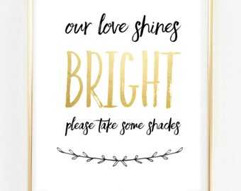 Recuerdo de boda "Nuestro amor brilla intensamente" imprimible en varios tamaños