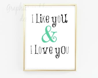 Me gustas y te amo arte descargar instantánea impresión varios tamaños