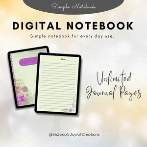 Floral Digital Journal for GoodNotes| Aesthetic iPad Notebook with Lined Pages | Cute Digital Planner, Feminine Stationery, Instant Download