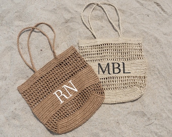 Bolsa de paja bordada, bolsa de playa personalizada, bolsas de paja de rafia con nombre, bolsa de playa para dama de honor, bolsas de regalo para despedida de soltera
