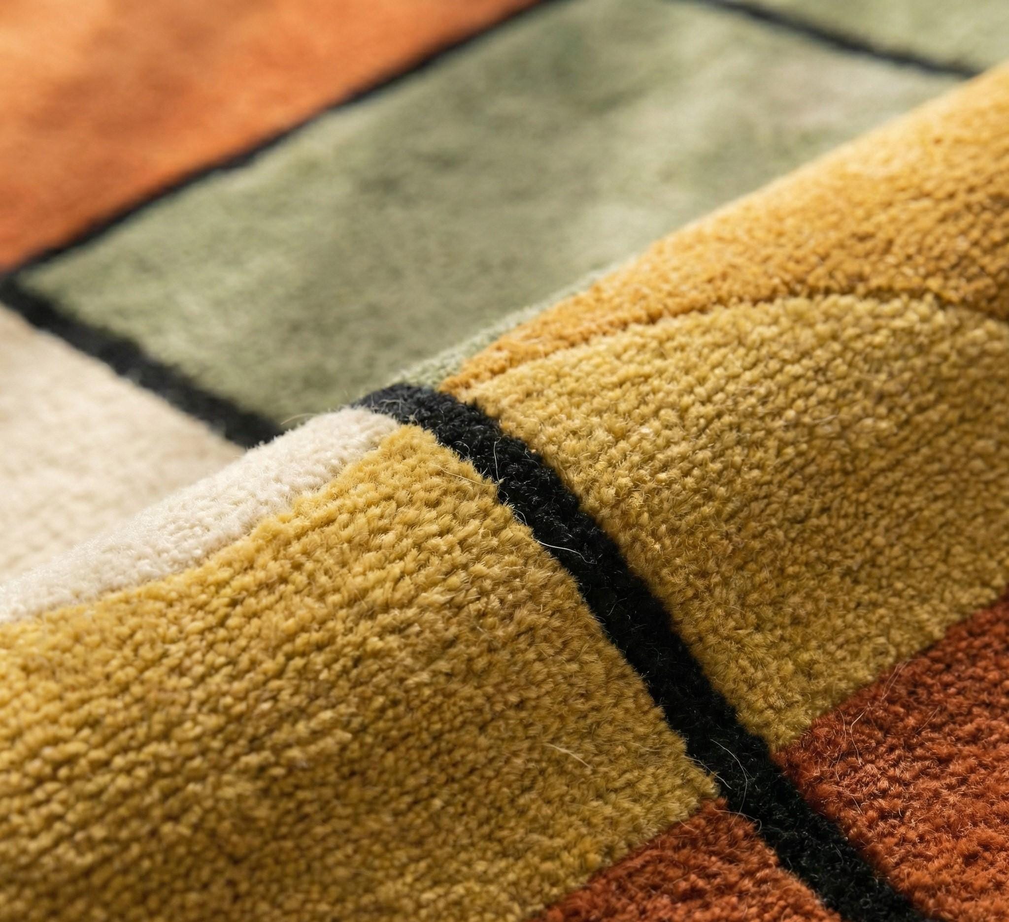 Modern Color Geometric Rug Hand-tufted Wool Area Rug – Geometric Color Block, Mid-century Modern ...