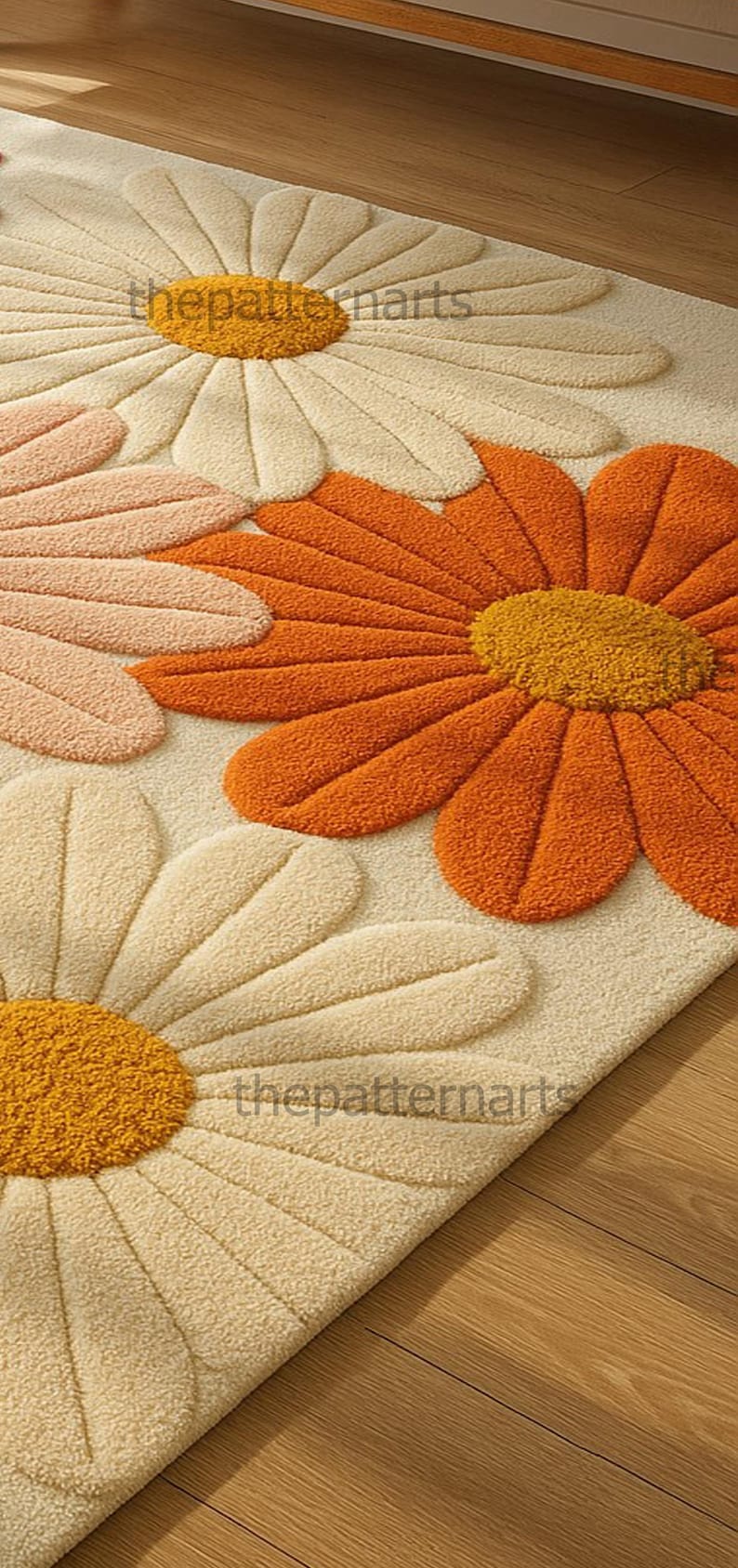 Daisy Shape Rug Colorful Daisy Flower 8x12 Area Rug – Hand-tufted 3D Floral Carpet ...