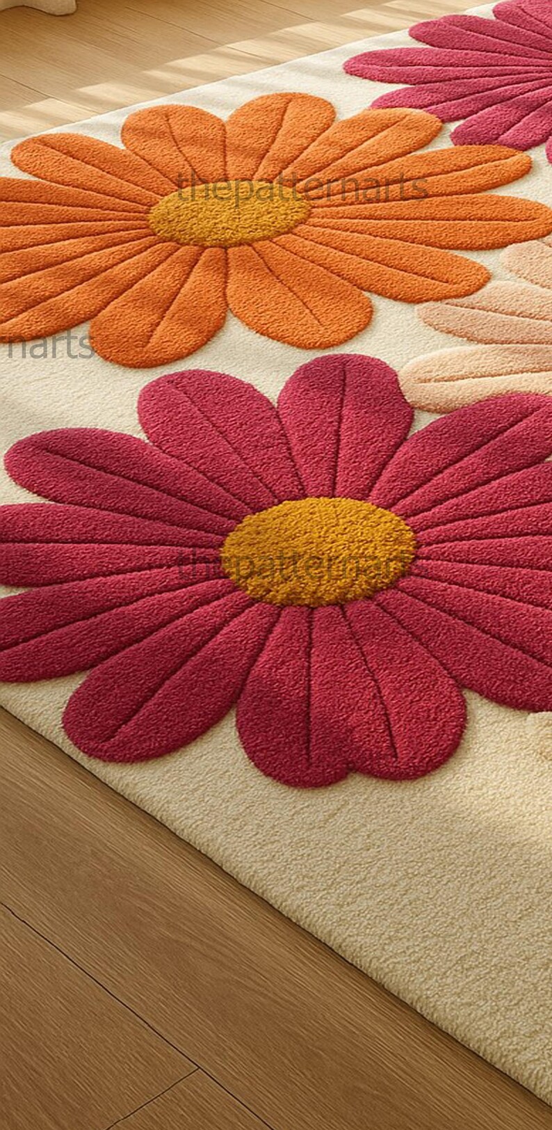 Daisy Shape Rug Colorful Daisy Flower 8x12 Area Rug – Hand-tufted 3D Floral Carpet ...