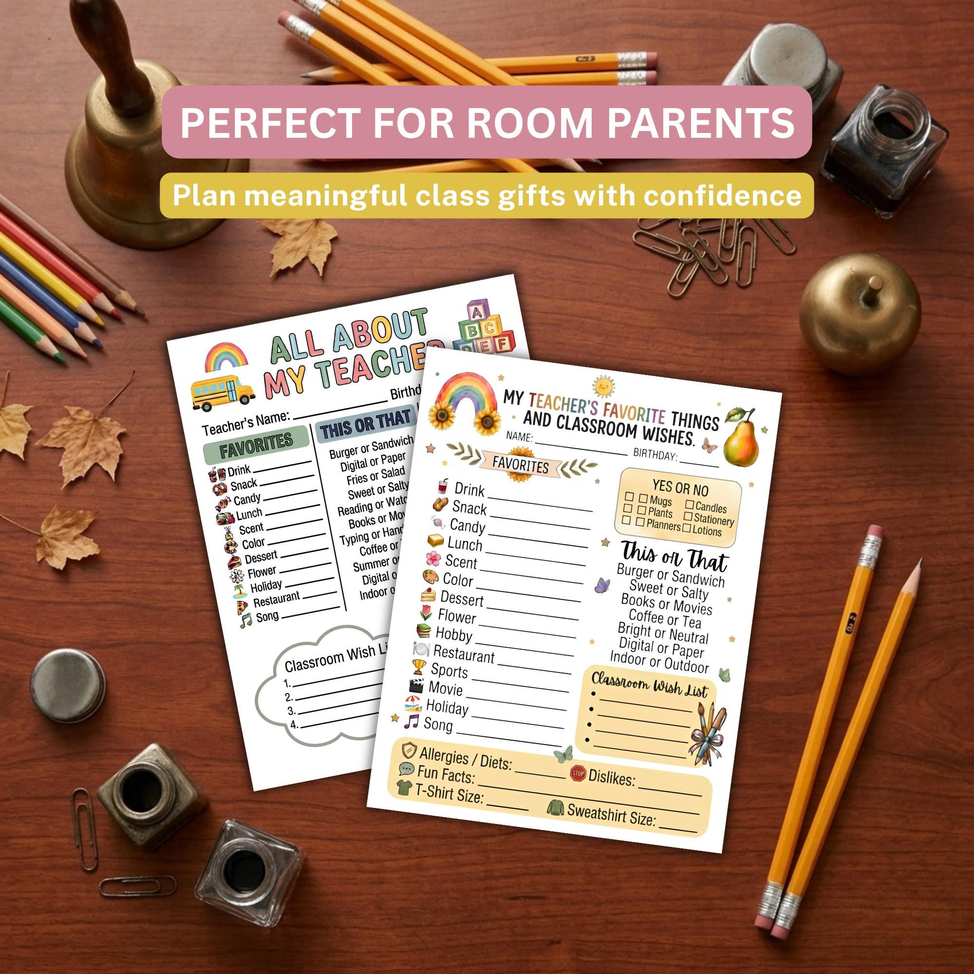 Teacher Favorite Things List Printable | All About My Teacher, Teacher ...
