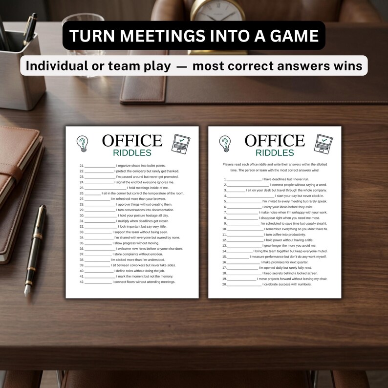 Office Riddles Image Office Riddles Game Printable, Team Building Activity, Office ...