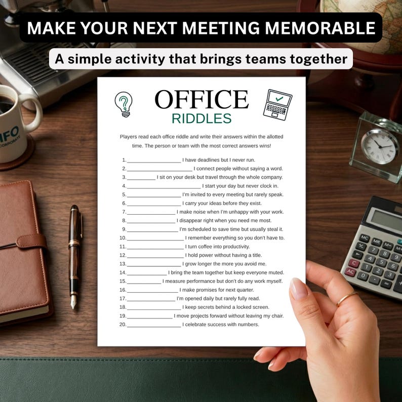 Office Riddles Image Office Riddles Game Printable, Team Building Activity, Office ...