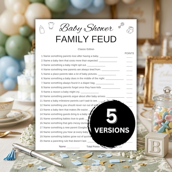 Baby Shower Family Feud Game – Fun Baby Shower Activity, Baby Feud Game Printable, Friendly Feud Party Game PDF