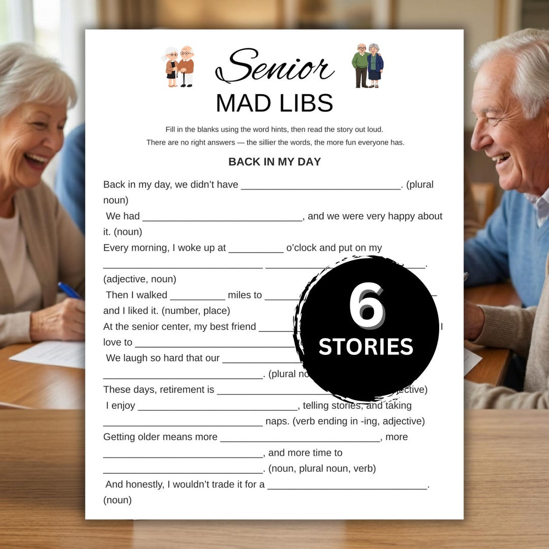 Seniors Mad Libs Game Printable, Retirement Party Activity, Senior ...