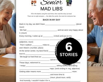 Seniors Mad Libs Game Printable, Retirement Party Activity, Senior Center Games, Nursing Home Fun, Senior Citizen Entertainment PDF