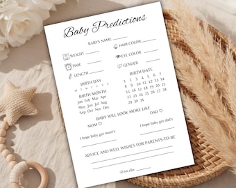 Baby Predictions and Advice Card, Baby Prediction Game, Fun Baby Shower Game, Baby Guessing Game, Gender Reveal Games Canva Editable