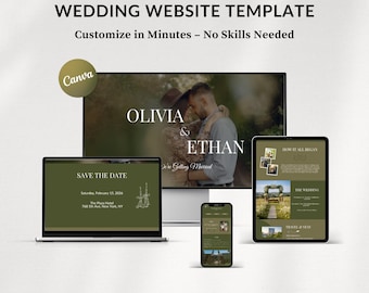 Wedding Website Template Canva | Editable Wedding Invitation Website with RSVP | Digital Canva Wedding Website With Complete Editing Guide