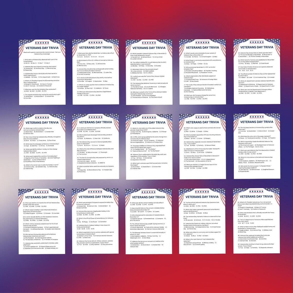 Veterans Day Trivia | Patriotic USA & Military Quiz Game | Veterans ...