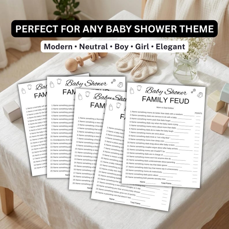 Baby Shower Family Feud Game – Fun Baby Shower Activity, Baby Feud Game Printable, Friendly Feud Party Game PDF image 4