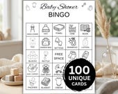 Baby Shower Bingo – 100 Unique Printable Baby Bingo Cards, Prefilled Modern Baby Shower Game for Boy, Girl or Gender Neutral Party