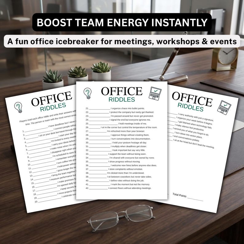Office Riddles Game Printable, Team Building Activity, Office ...