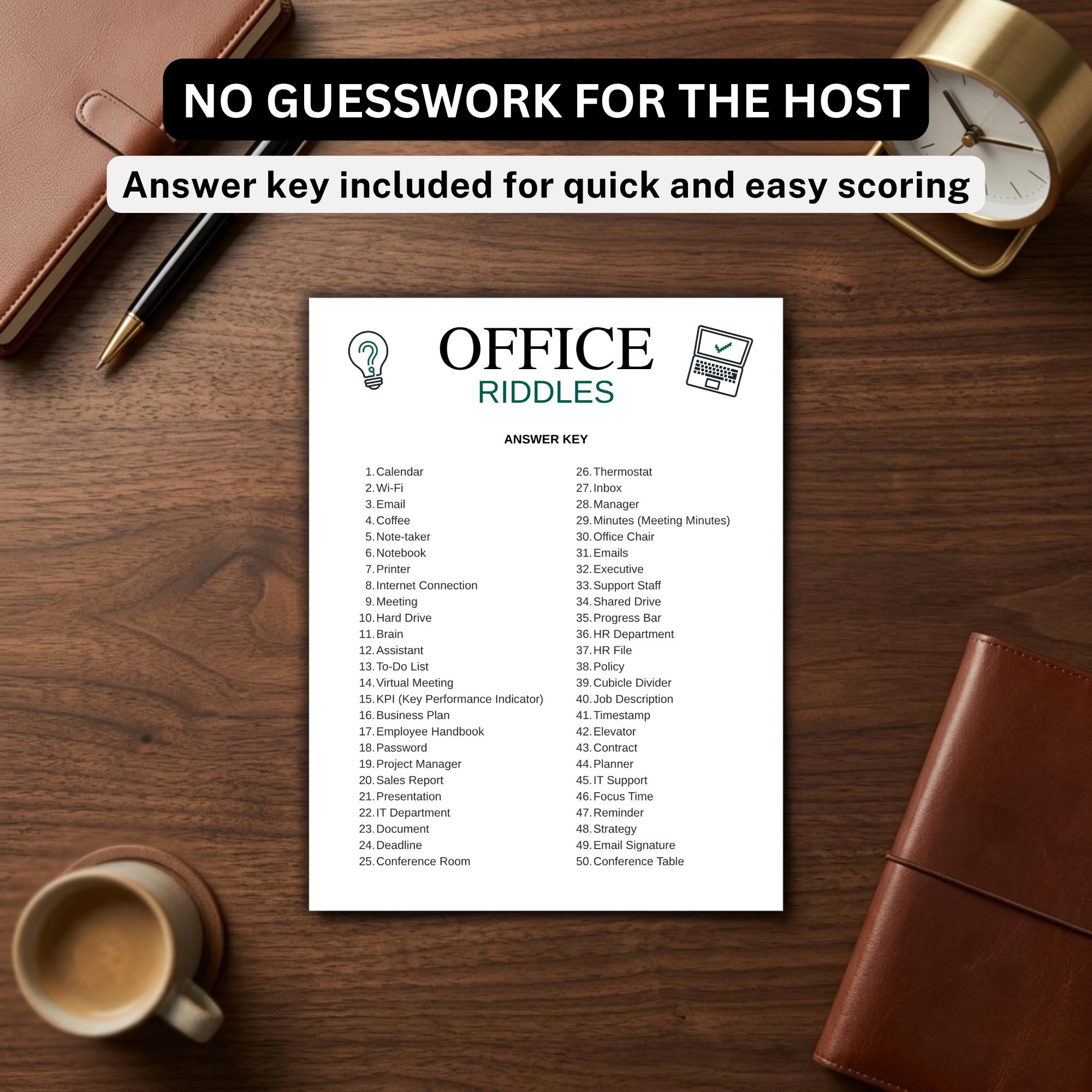 Office Riddles Image Office Riddles Game Printable, Team Building Activity, Office ...