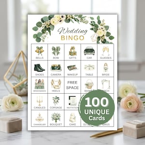 Wedding Bingo Game, 100 Unique Bingo Cards Printable, Wedding Guest Bingo, Reception Bingo, Fun Wedding Icebreaker Activity & Table Game
