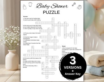 Baby Puzzle Game Printable, Baby Shower Puzzle, Baby Crossword & Word Search Game, Baby Shower Printable Activity