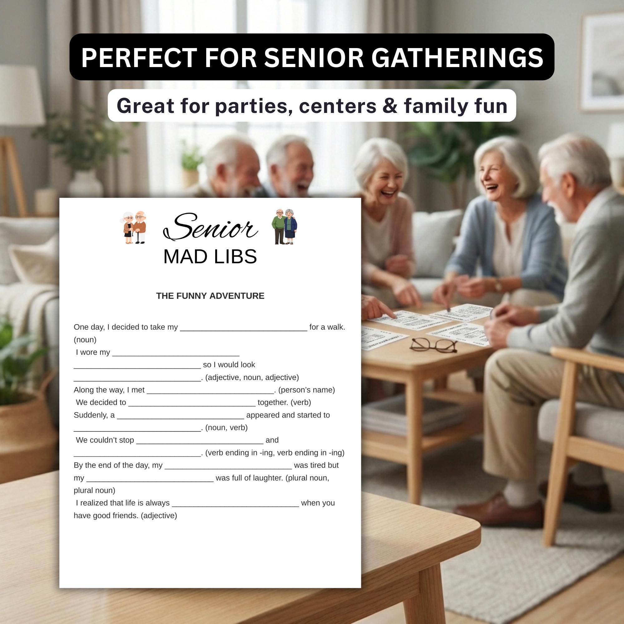 Seniors Mad Libs Game Printable, Retirement Party Activity, Senior ...