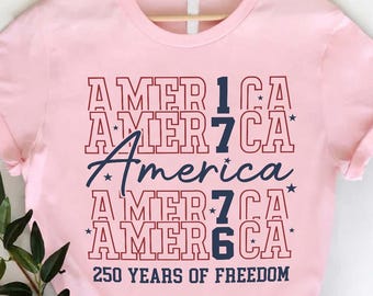 Retro America 1776 Shirt, 250 Years of Freedom Patriotic Tee