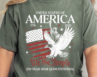 Comfort Colors® America 250 T-Shirt, 1776-2026 Patriotic Eagle Tee, USA 250 Years Freedom