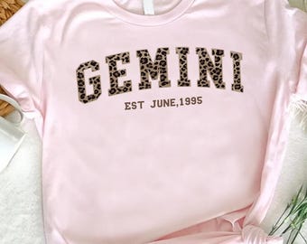 Custom Gemini Leopard Birthday Shirt, Astrology Birthday Gift for Her