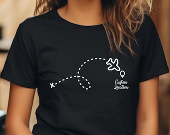 Custom Location Travel T-Shirt, Airplane Mode Tee, Vacation Gift