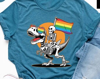 LGBTQ Dinosaur Skeleton Pride T-shirt
