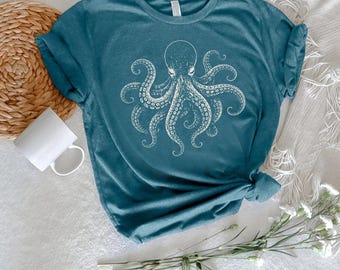 Octopus Shirt Vintage Graphic Tee, Marine Biology Gift, Sea Life T-Shirt