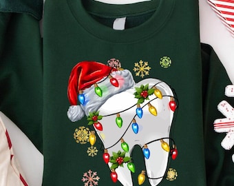 Dental Christmas Sweatshirt, Santa Hat Tooth Shirt, Dentist Xmas Gift
