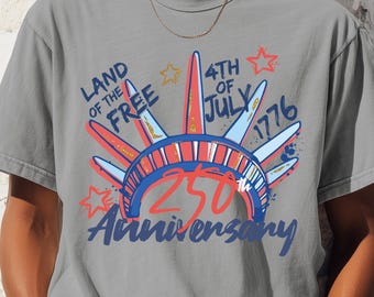 Comfort Colors USA 250th Anniversary Shirt, 4th of July T-Shirt, Land of the Free Shirt, Retro Patriotic America T-shirt