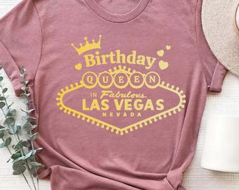 Vegas Birthday Queen Shirt, Matching Group Girls Trip Gift Tshirt, Celebration Tee