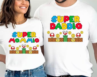 Retro Video Game Parent Tees, Personalized Gamer Family Birthday Gift