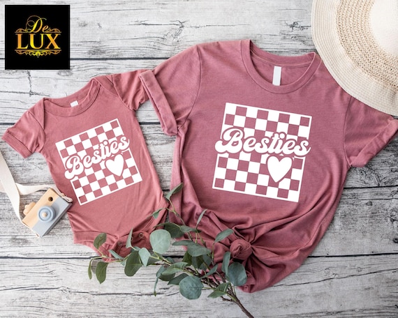 Mama Mini Besties Tshirt, Mom and Baby Outfit, Mommy Daughter Matching Tee,  Gift For Mother Son, Retro Baby Girl Shirt, Mommy Me Clothing