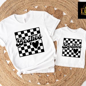 Mama Mini Besties Tshirt, Mom and Baby Outfit, Mommy Daughter Matching Tee, Gift For Mother Son, Retro Baby Girl Shirt, Mommy Me Clothing image 4