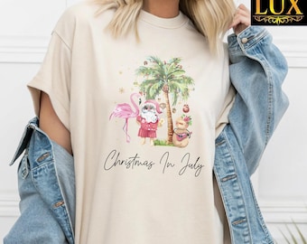 Summer Christmas Tshirt, Santa Summer Gift Tee, Xmas In July Gift