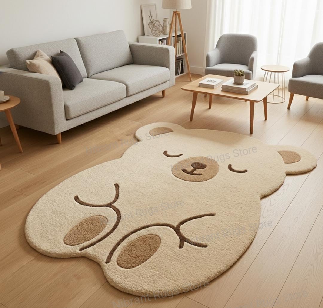 Hand-tufted Wool Teddy Bear Nursery Rug, Kids Playroom Carpet - Etsy