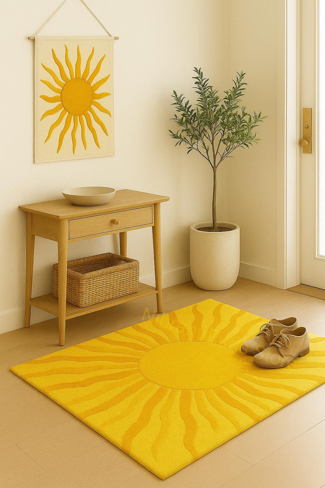 Sunshine Rug Hand-tufted Wool Sun Rug – Modern Sunshine Decor - Etsy