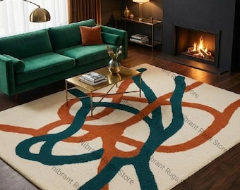 Hand-Tufted Wool Area Rug – Modern Abstract Geometric Design