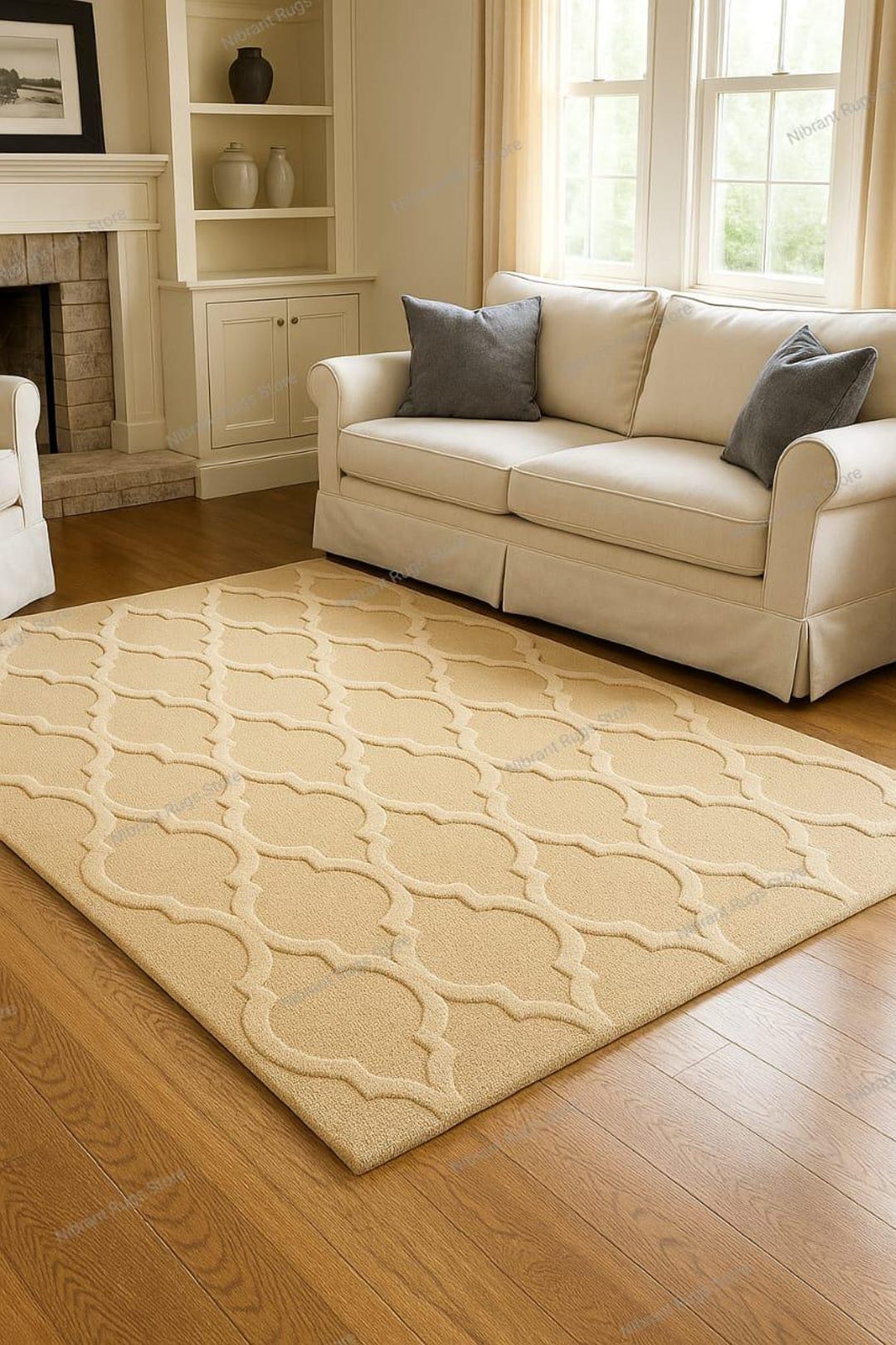 Raised Pattern Rugs Hand-tufted Beige Wool Rug – Modern Geometric Raised Pattern - Etsy