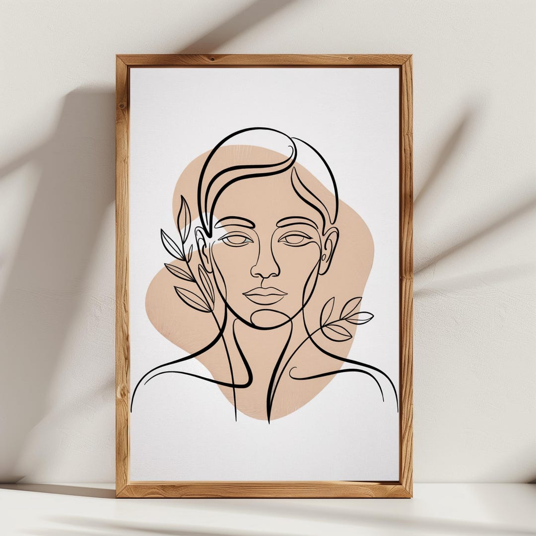 Minimalist Line Art Portrait | Abstract Face Drawing | Neutral Modern ...