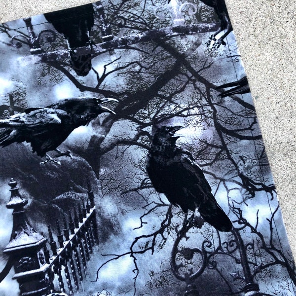 Kitchen Tea Towel, 100% Cotton Fabric, Crow Print, Made in Canada
