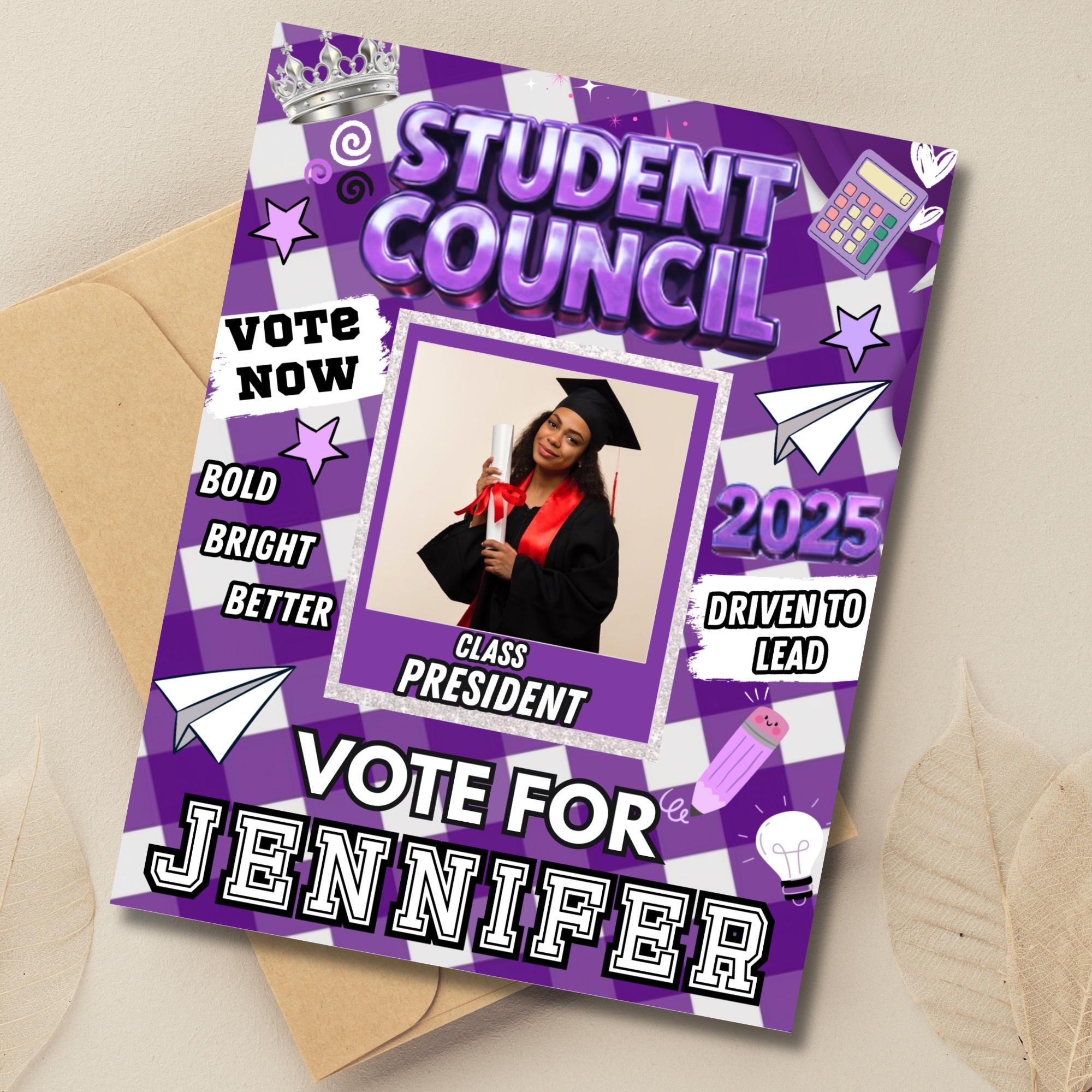 Student Council Campaign Flyer Template, Canva Editable (digital ...