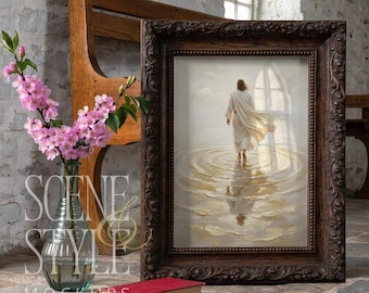 Picture Frame Mockup PSD, Ornate Dark Wood Frame, Country Church Scene, 5x7 8x10 A4, Smart Object, Easter Spring Mockup, Digital Download