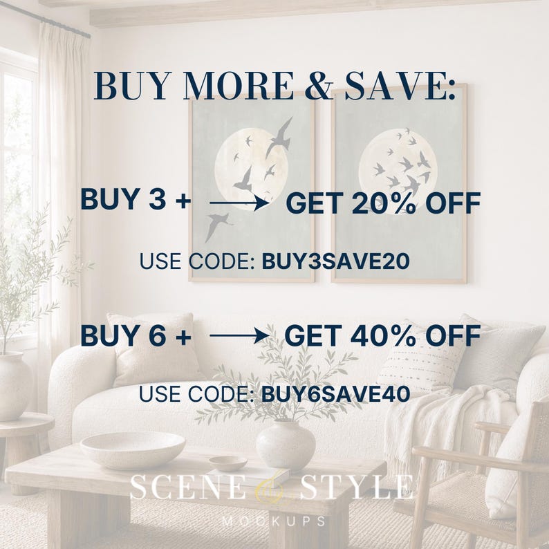 Neutral Living Room Frame Mockup PSD for Printable Wall Art, Modern ...